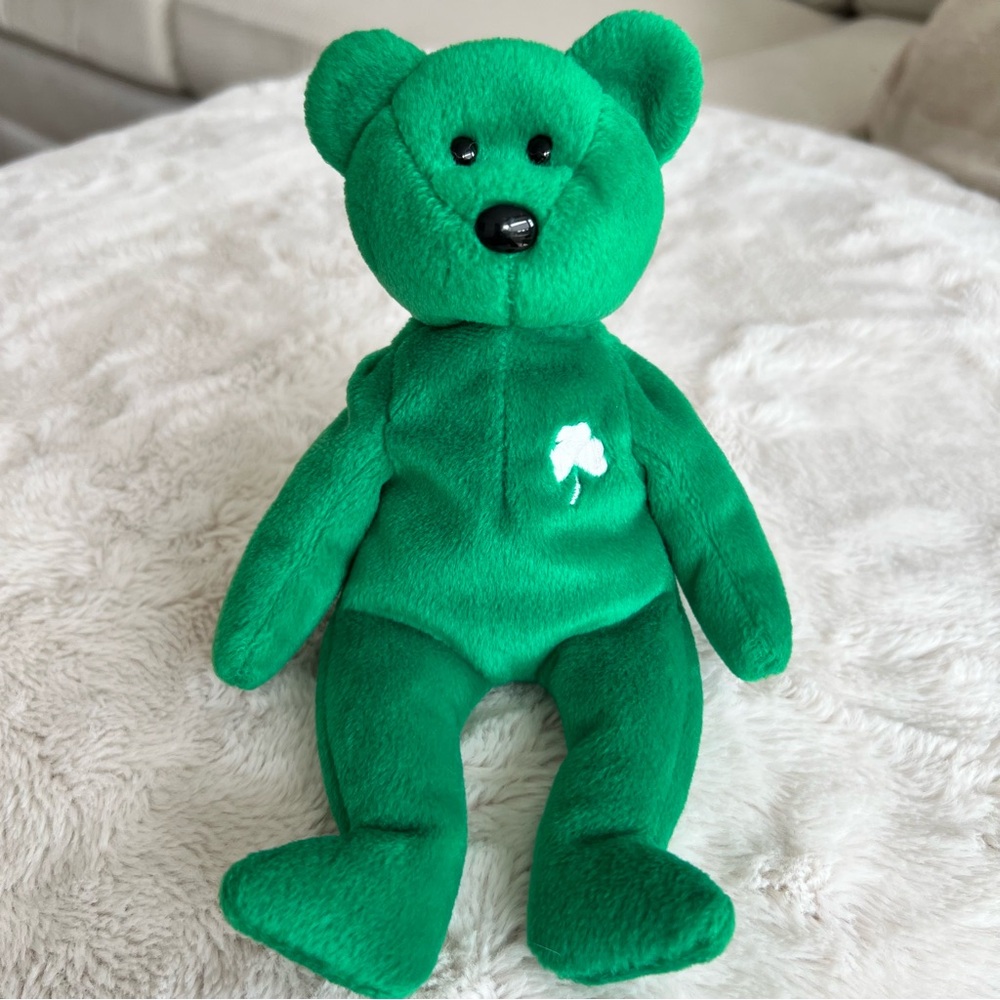 Ty Beanie Babies Erin the Bear 1997 Vintage Emerald Green Embroidered Clover